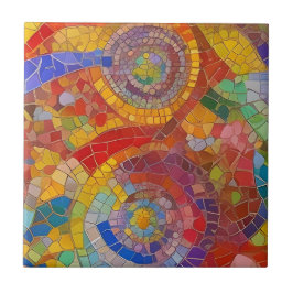 レインボー鮮やかモザイクカラフルアート タイル