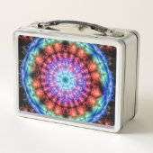 レインボー鮮やか万華鏡のように千変万化するパターンマカラフルダラ メタルランチボックス (裏面)