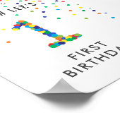 レインボー1歳の誕生日パーティーへようこそ ポスター (角)