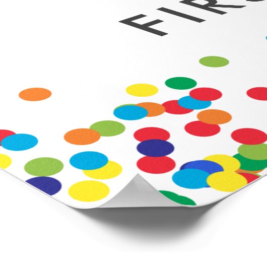 レインボー1歳の誕生日パーティーへようこそ ポスター (角)