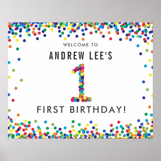 レインボー1歳の誕生日パーティーへようこそ ポスター (正面)