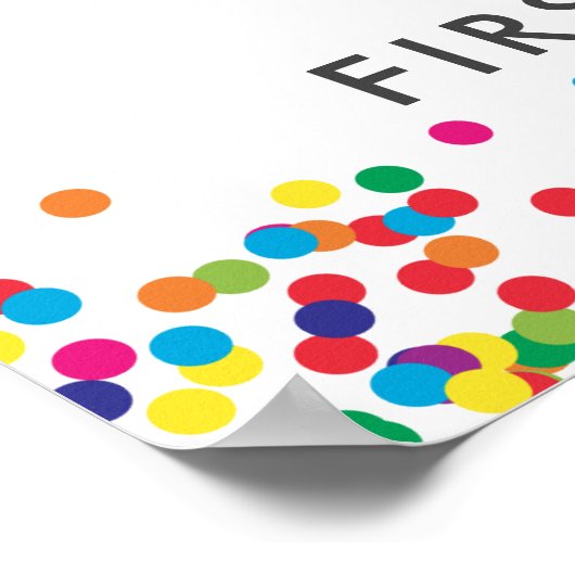 レインボー1歳の誕生日パーティーへようこそ ポスター (角)