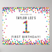 レインボー1歳の誕生日パーティーへようこそ ポスター (正面)