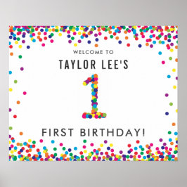 レインボー1歳の誕生日パーティーへようこそ ポスター