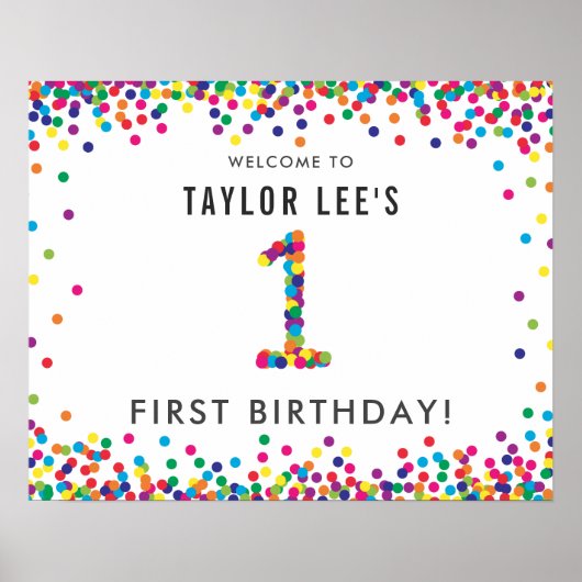 レインボー1歳の誕生日パーティーへようこそ ポスター (正面)