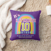 レインボー10歳の誕生日パープル クッション (ブランケット)