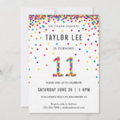 レインボー11歳の誕生日パーティー11誕生日 招待状 (正面)