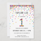 レインボー1st誕生日パーティーファースト誕生日 招待状 (正面)