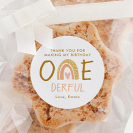 レインボー1thバースデーガールサンキュー ラウンドシール