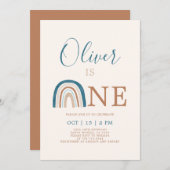 レインボー1thバースデーボーイ招待状 招待状 (正面/裏面)