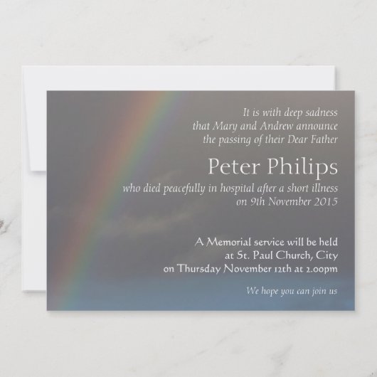 レインボー2葬祭発表 招待状 (裏面)