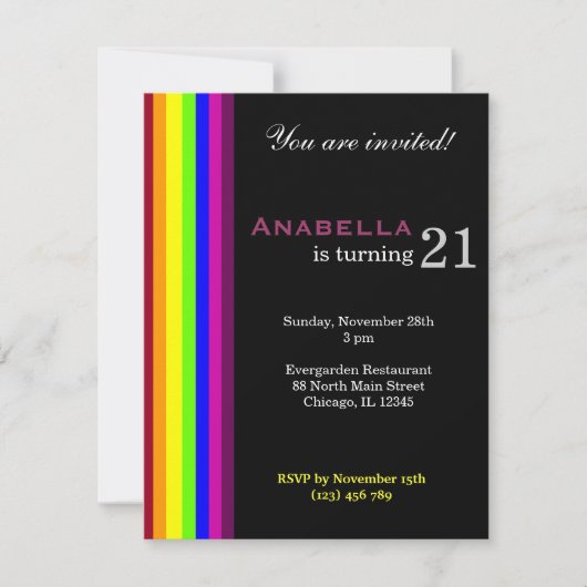レインボー21歳の誕生日 招待状 (正面)