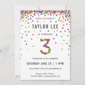 レインボー3rd誕生日パーティー3誕生日 招待状 (正面)