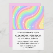 レインボー3rd誕生日招待状パステルキュート 招待状 (正面/裏面)