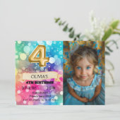 レインボー4歳4歳の誕生日フォトガールズ4 招待状 (スタンド正面)