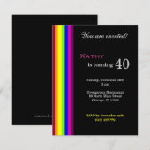 レインボー40歳誕生日 招待状 (正面/裏面)