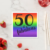 レインボー50歳の誕生日パーティー スタンダードカクテルナプキン (インサイチュ)