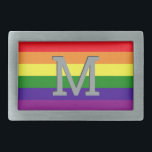 レインボー6ストライプゲイプライドモノグラムイニシャル 長方形ベルトバックル<br><div class="desc">愛には限界がない。6祝月のプライド月とLGBTQコミュニティに対する支持を示すこの象徴的な6ストライプのレインボーゲイプライドベルトのバックルとモノグラムのイニシャルとカスタム。赤、オレンジ、黄、緑、青、紫の色は、尊厳、視認性、平等の象徴として認識されている。</div>