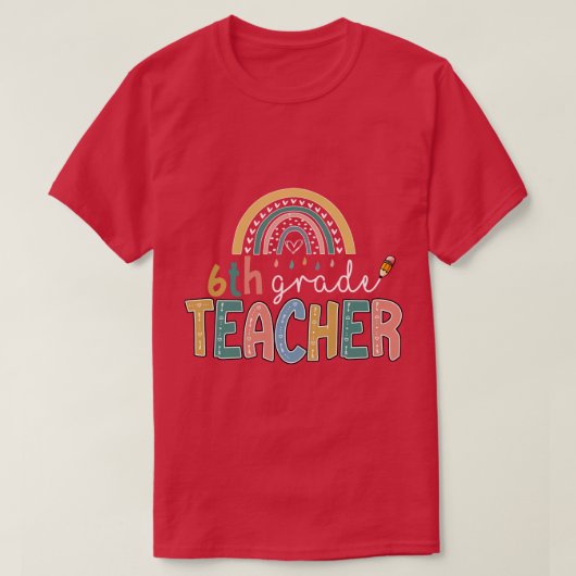 レインボー6年生先生キンダー新学期1 Tシャツ (デザイン正面)