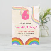 レインボー6歳の誕生日パーティー、女の子の招待状 招待状 (スタンド正面)