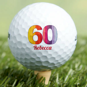 レインボー60誕生日ゴルファー60年パーティー幸せ ゴルフボール