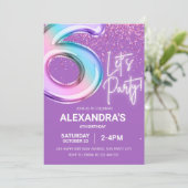 レインボー6thバースデーパーティーガールフォイルバルーンネオン 招待状 (スタンド正面)