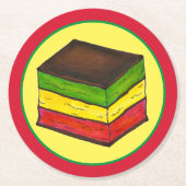 レインボー7層イタリアンクリスマスクッキー ラウンドペーパーコースター (正面)