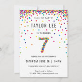 レインボー7歳の誕生日パーティー7誕生日 招待状 (正面)