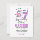 レインボー7歳の誕生日 | 「6歳から7歳へ」パーティー サンキューカード (正面)