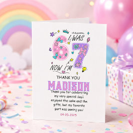 レインボー7歳の誕生日 | 「6歳から7歳へ」パーティー サンキューカード
