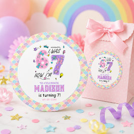 レインボー7歳の誕生日 | 6歳だったのに今は7歳 | 子供 ラウンドシール