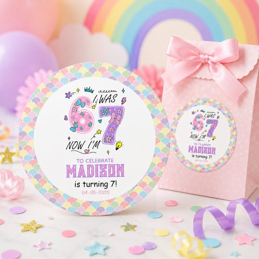 レインボー7歳の誕生日 | 6歳だったのに今は7歳 | 子供 ラウンドシール