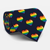 レインボー8ビットハートパターン ネクタイ (ロール)