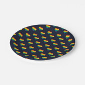 レインボー8ビットハートパターン ペーパープレート (アングル)