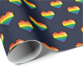 レインボー8ビットハートパターン ラッピングペーパー (ロールコーナー)