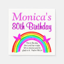 レインボー80かわいらし誕生日ナプキンスパーソナライズされたズ