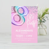 レインボー8thバースデーパーティーガールフォイルバルーンネオン 招待状 (スタンド正面)