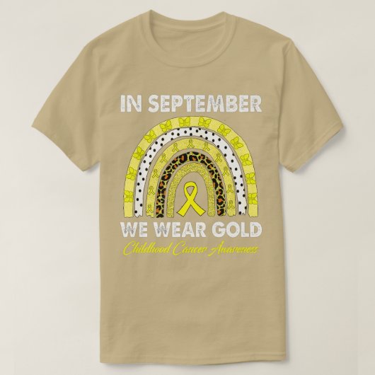 レインボー9月We衣服金ゴールド小児癌 Tシャツ (デザイン正面)