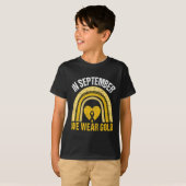 レインボー9月We衣服金ゴールド小児癌 Tシャツ (正面フル)