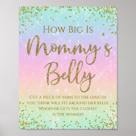 レインボー おなかの大きさはどのくらい？ ベビーシャワーゲーム ポスター