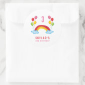 レインボー&おもしろいバルーン女の子の誕生日パーティーのお願い ラウンドシール (バッグ)