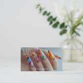 レインボー(ばちゃばちゃ)跳ねるネイルアートマニキュリストロイヤリティ 名刺 (スタンド正面)