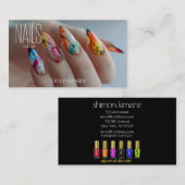 レインボー(ばちゃばちゃ)跳ねるネイルアートマニキュリストロイヤリティ 名刺 (正面/裏面)