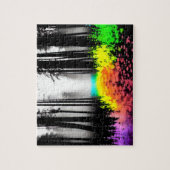 レインボー（ばちゃばちゃ）跳ねるフォーズインシルエットフォレスト ジグソーパズル (縦)