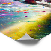 レインボー（ばちゃばちゃ）跳ねるボストンテリアカラフルアート ポスター (角)