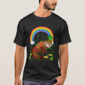 レインボー アイリッシュ シャムロック レッドパンダ セントパトリックの日 Tシャツ (正面)