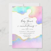 レインボー アゲート ストーン ベビー シャワー 招待状 (正面)