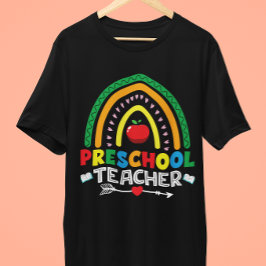 レインボー&アップルプレスクール先生グラフィック トライブレンドTシャツ