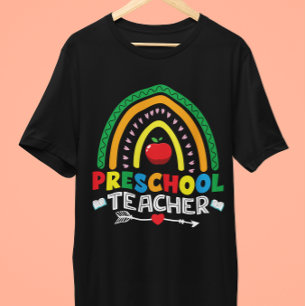 レインボー&アップルプレスクール先生グラフィック トライブレンドTシャツ