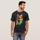 レインボー・アビシニアン・キャット Tシャツ (正面フル)